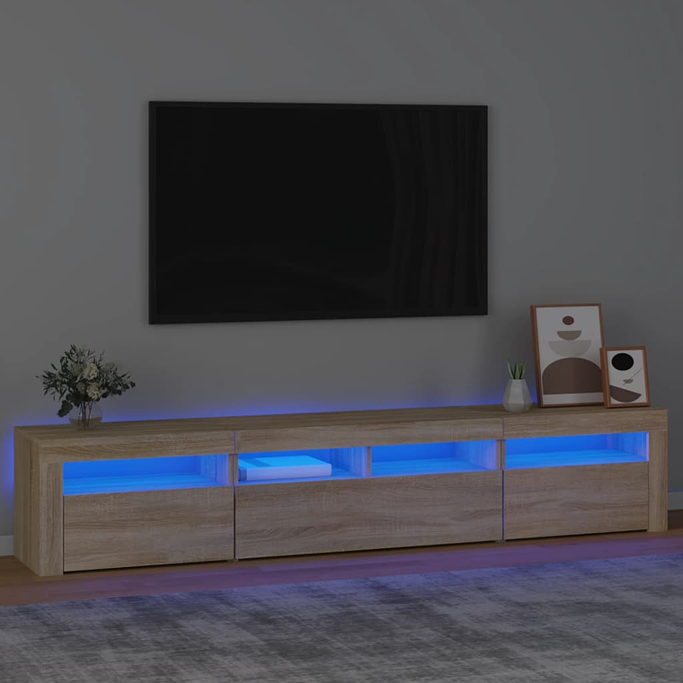 vidaXL Móvel de TV com luzes LED 210x35x40 cm carvalho sonoma 1