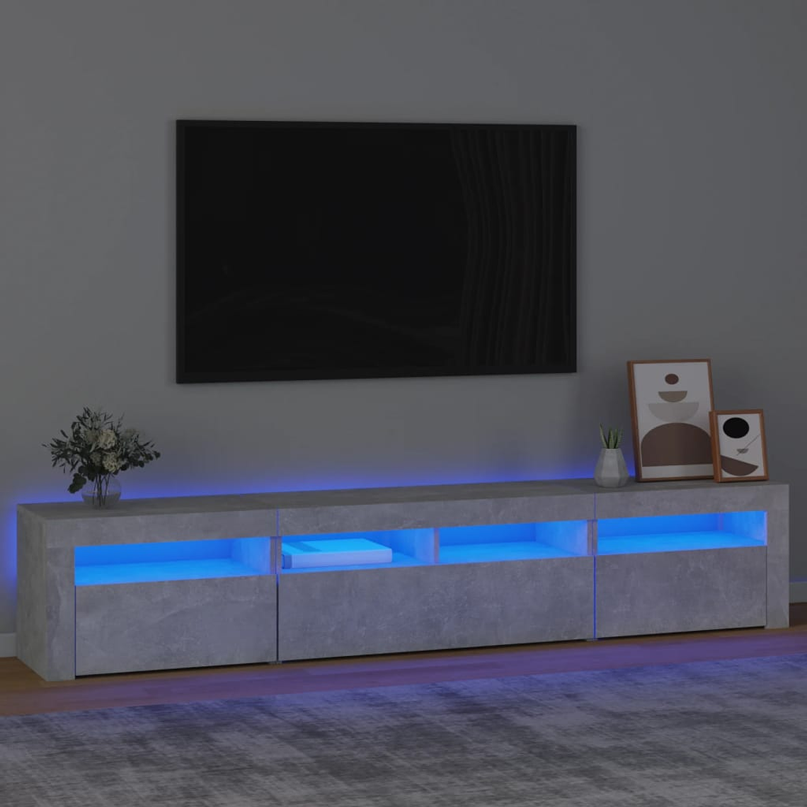 vidaXL Móvel de TV com luzes LED 210x35x40 cm cinzento cimento 1