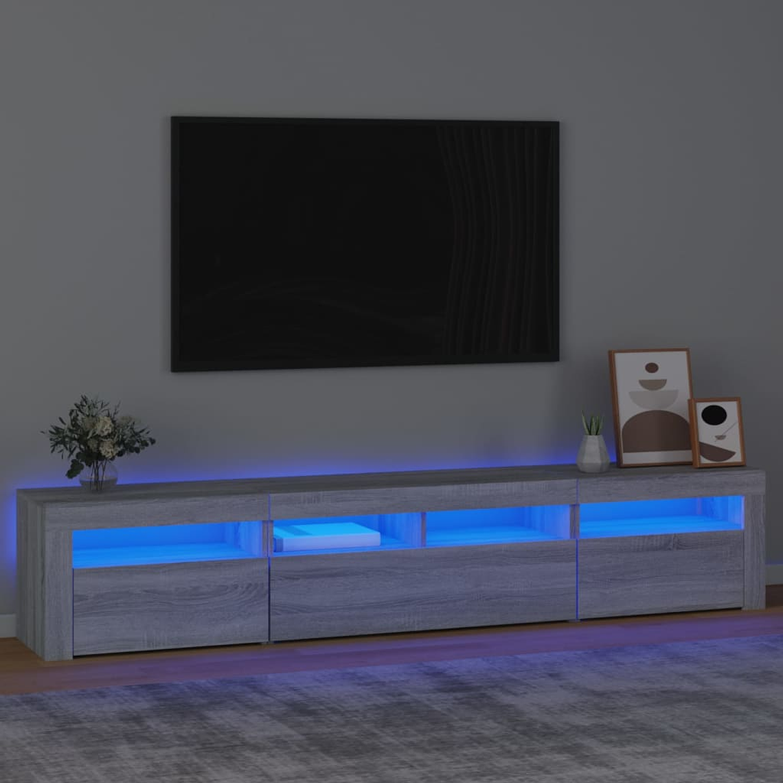 vidaXL Móvel de TV com luzes LED 210x35x40 cm sonoma cinza 1