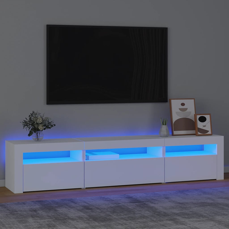 vidaXL Móvel de TV com luzes LED 195x35x40 cm branco 1