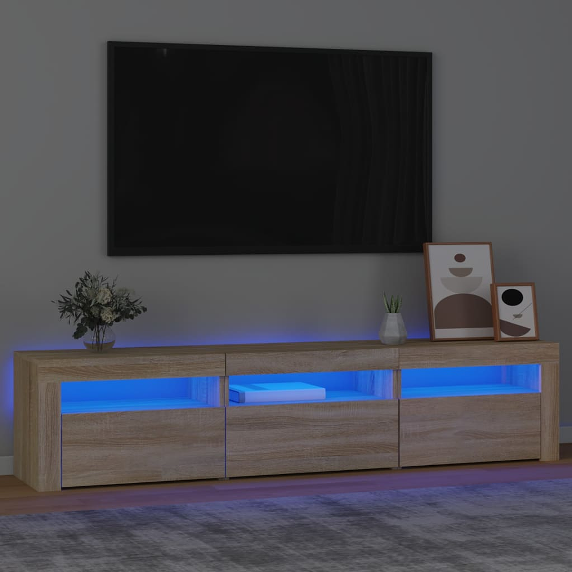 vidaXL Móvel de TV com luzes LED 180x35x40 cm carvalho sonoma 1