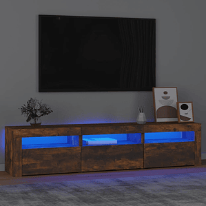 vidaXL Móvel de TV com luzes LED 180x35x40 cm carvalho fumado