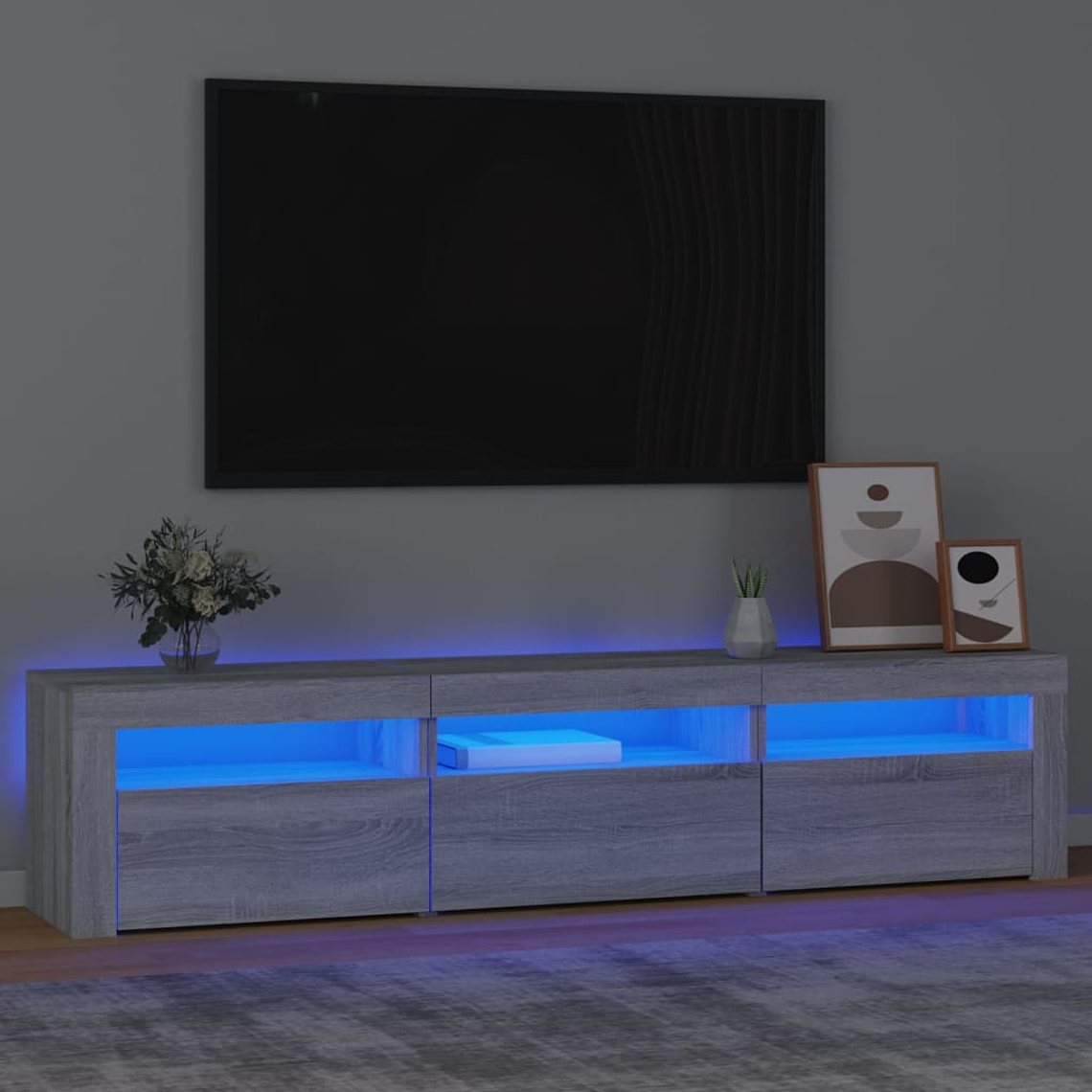vidaXL Móvel de TV com luzes LED 180x35x40 cm preto 1