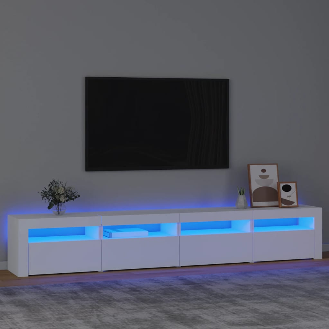 vidaXL Móvel de TV com luzes LED 240x35x40 cm branco 1