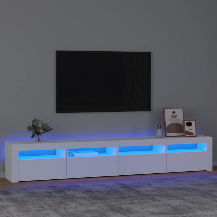 vidaXL Móvel de TV com luzes LED 240x35x40 cm branco 1