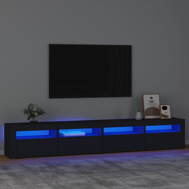 vidaXL Móvel de TV com luzes LED 240x35x40 cm preto 1