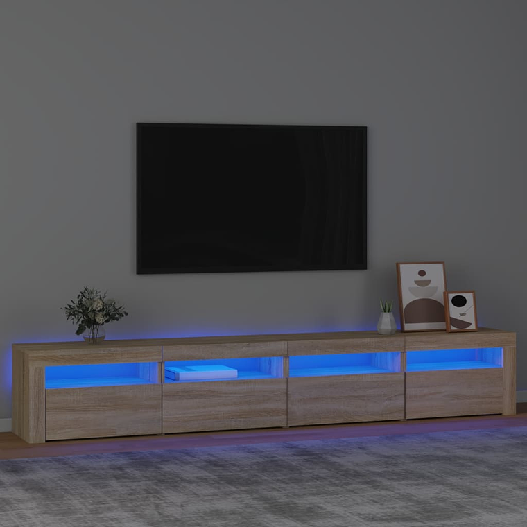 vidaXL Móvel de TV com luzes LED 240x35x40 cm carvalho sonoma 1