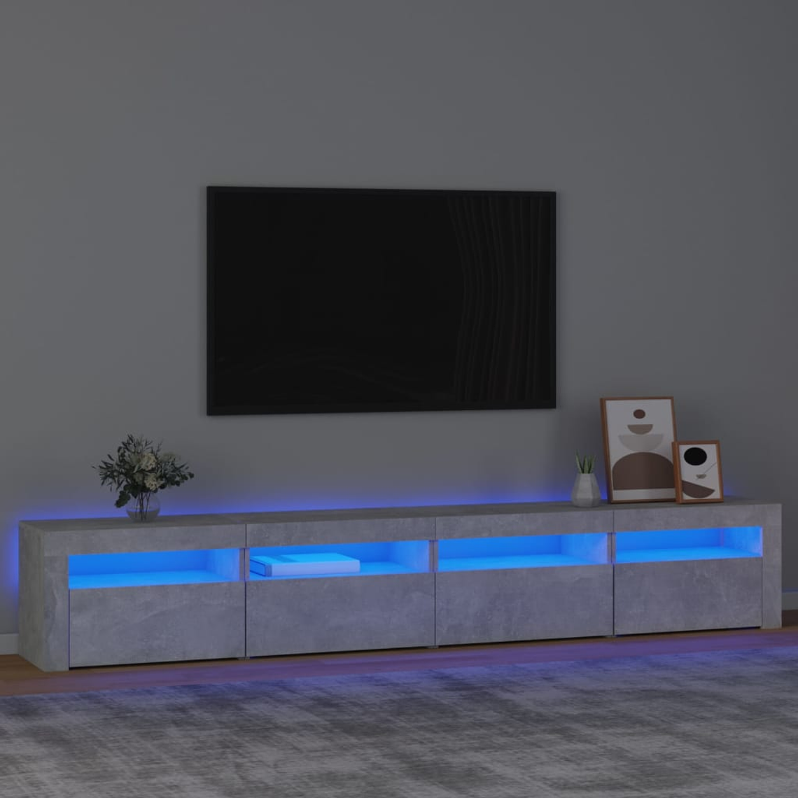 vidaXL Móvel de TV com luzes LED 240x35x40 cm cinzento cimento 1