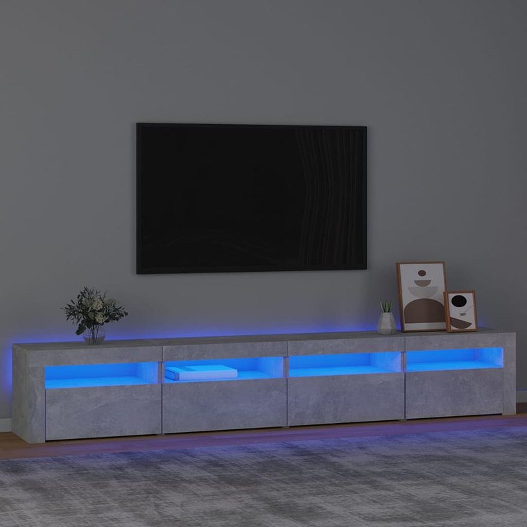 vidaXL Móvel de TV com luzes LED 240x35x40 cm cinzento cimento 1