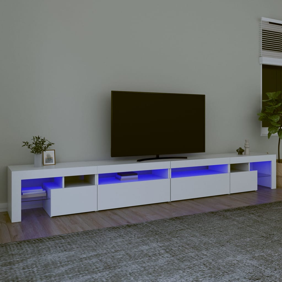 vidaXL Móvel de TV com luzes LED 290x36,5x40 cm branco 1