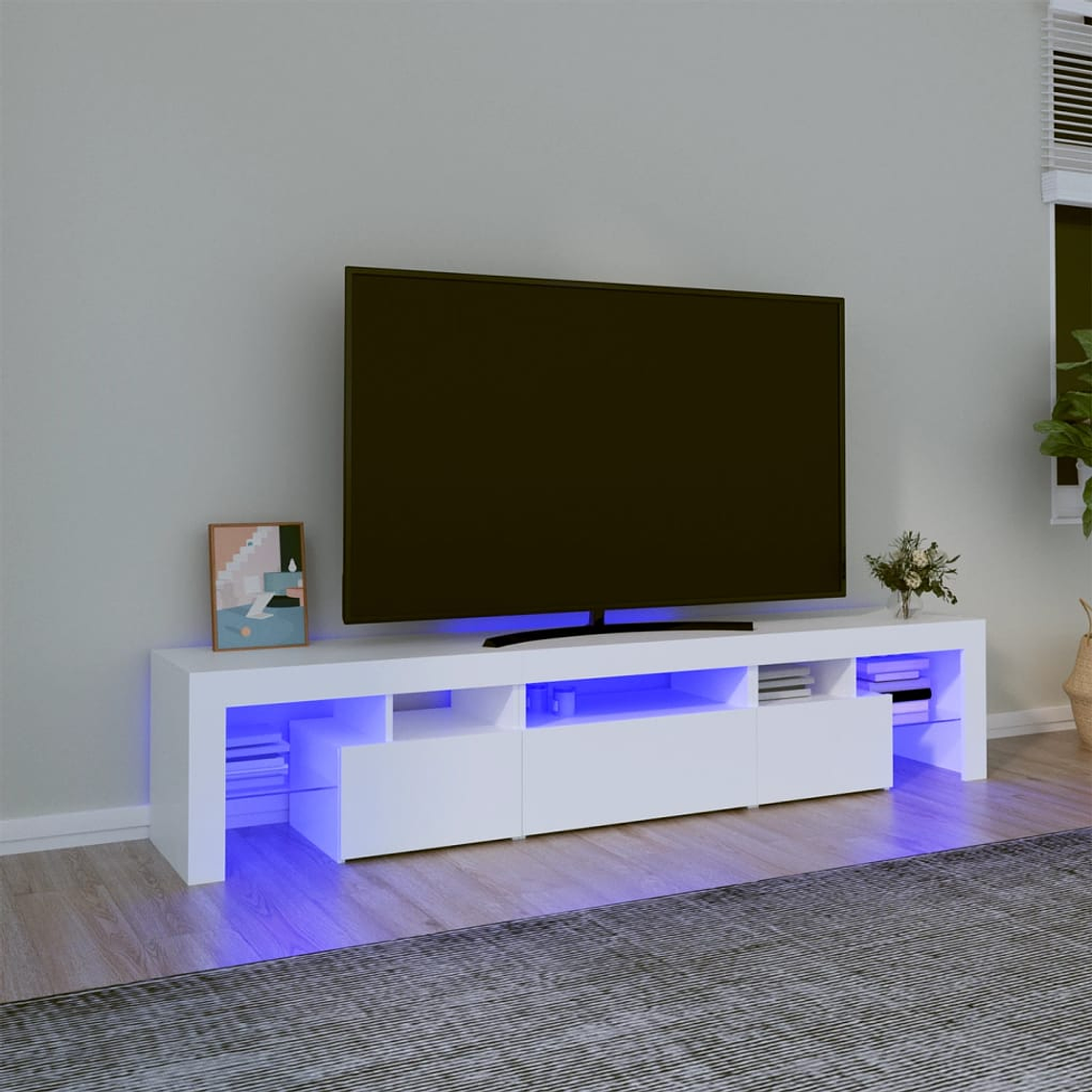 vidaXL Móvel de TV com luzes LED 200x36,5x40 cm branco 1
