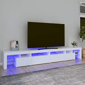 vidaXL Móvel de TV com luzes LED 260x36,5x40 cm branco
