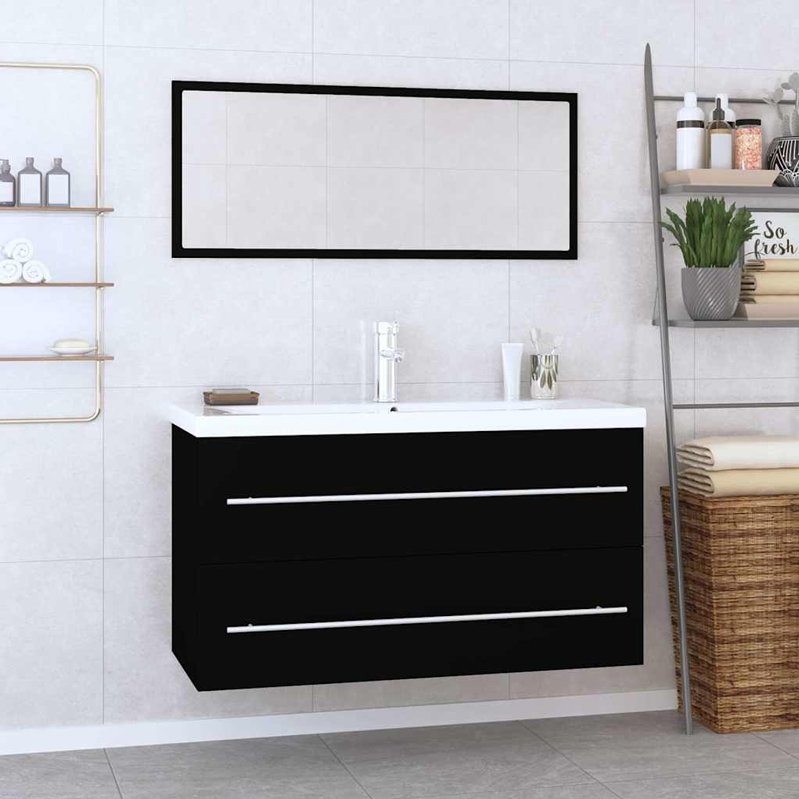 vidaXL 3 pcs conjunto de móveis de casa de banho preto 1