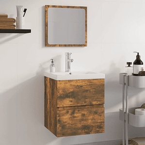 vidaXL Conjunto de móveis casa de banho derivados madeira cor fumado