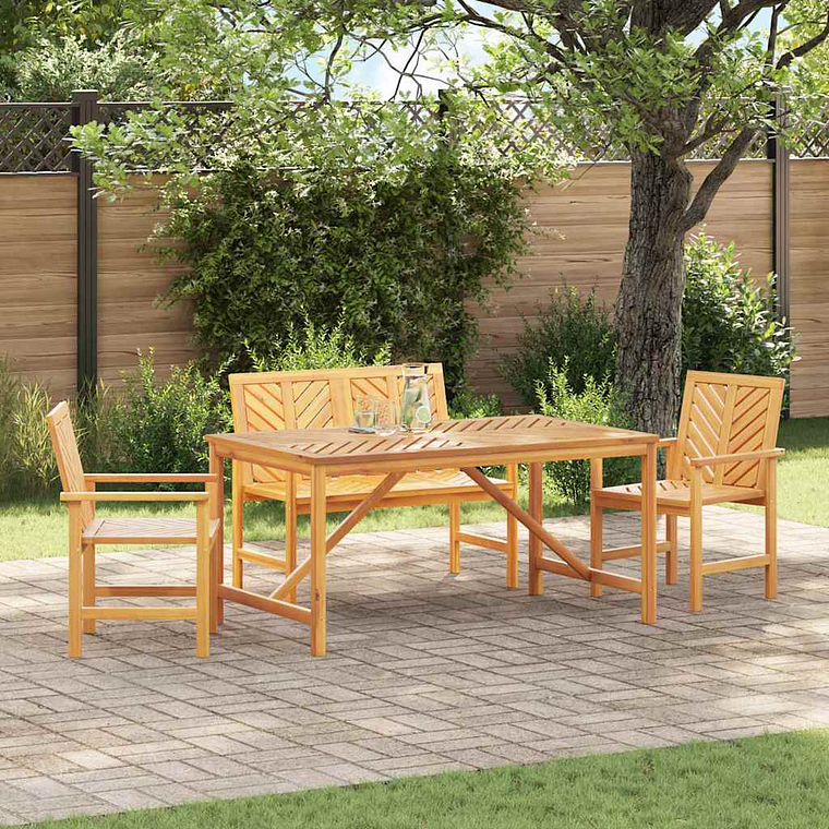 vidaXL Conjunto de Jantar para Jardim 4 pcs Castanho 1