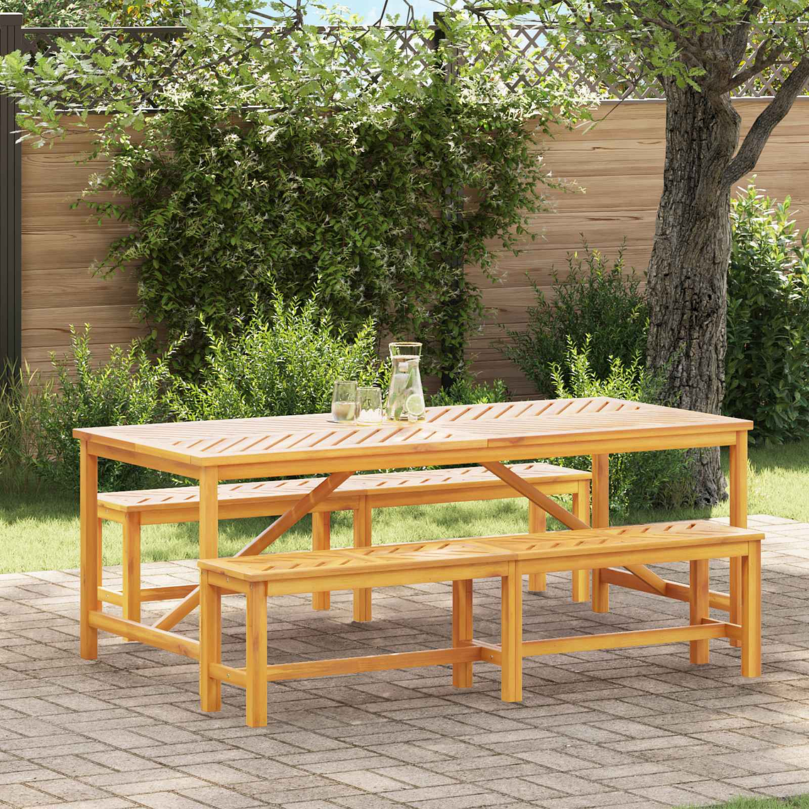 vidaXL Conjunto de Jantar para Jardim 3 pcs Castanho 1