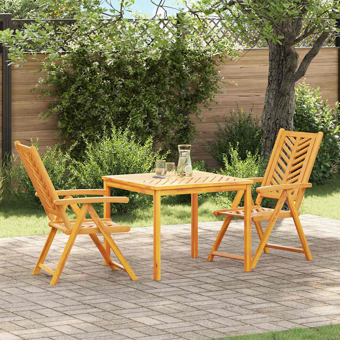 vidaXL Conjunto de Jantar para Jardim 3 pcs Castanho 1