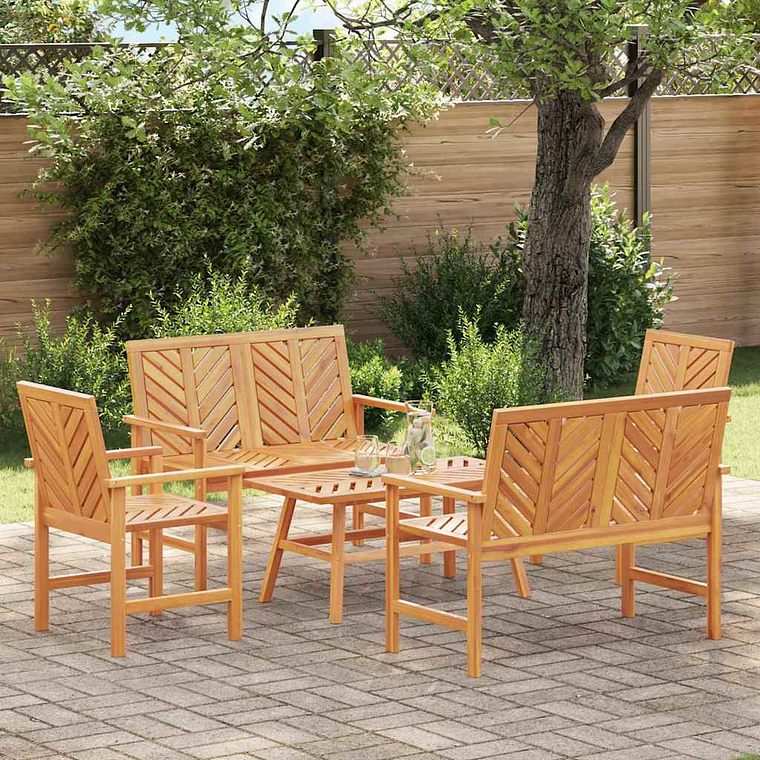 vidaXL Conjunto de Lounge de Jardim 5 pcs Castanho 1