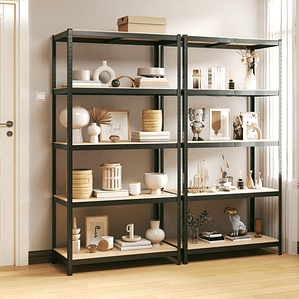 vidaXL Estante 5 prateleiras 2 pcs madeira processada/aço antracite