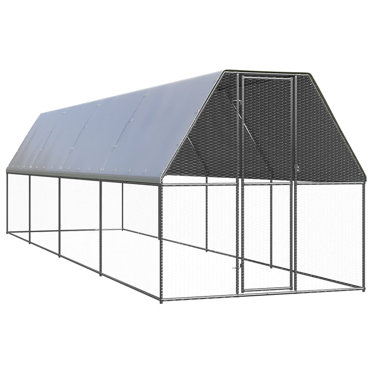 vidaXL Galinheiro de exterior 2x8x2 m aço galvanizado 1