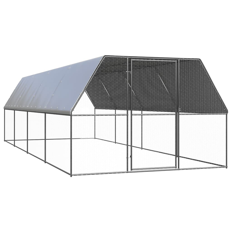 vidaXL Galinheiro de exterior 3x8x2 m aço galvanizado 1