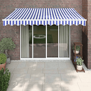 vidaXL Toldo retrátil automático 3,5x2,5 m azul e branco
