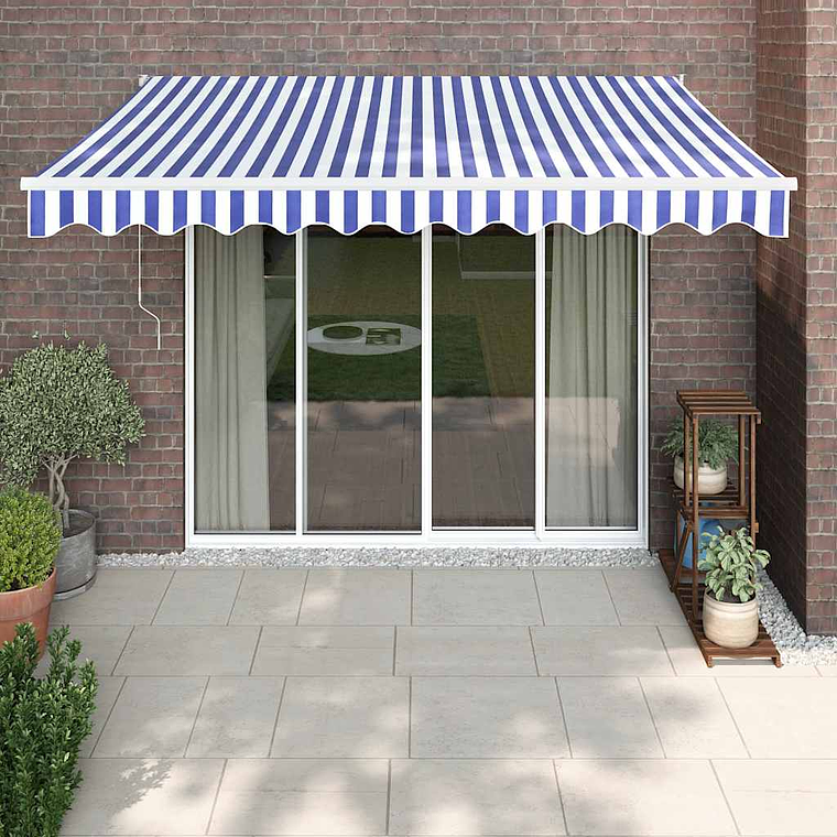 vidaXL Toldo retrátil automático 3,5x2,5 m azul e branco 1