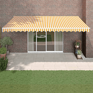 vidaXL Toldo retrátil automático 5x3 m amarelo e branco