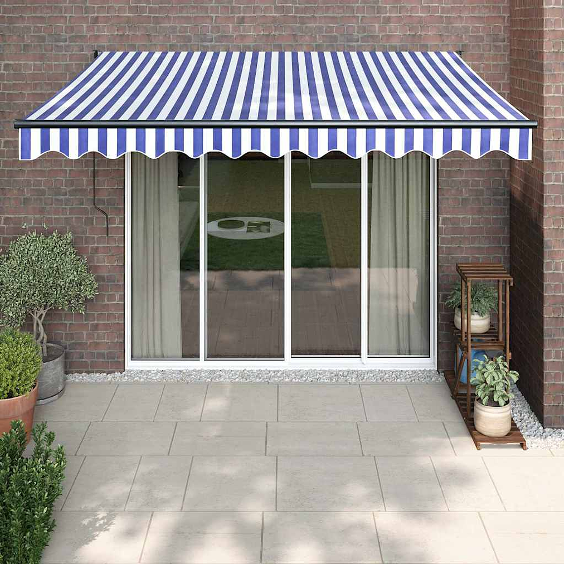 vidaXL Toldo retrátil automático 3,5x2,5 m azul e branco 1