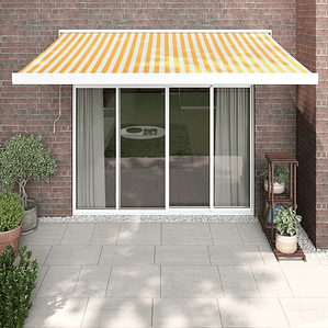 vidaXL Toldo retrátil 3x2,5 m tecido e alumínio amarelo e branco