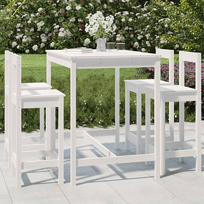 vidaXL 5 pcs conjunto de bar para jardim pinho maciço branco