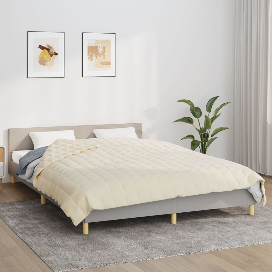 vidaXL Manta pesada 9 kg 200x230 cm tecido creme-claro 1