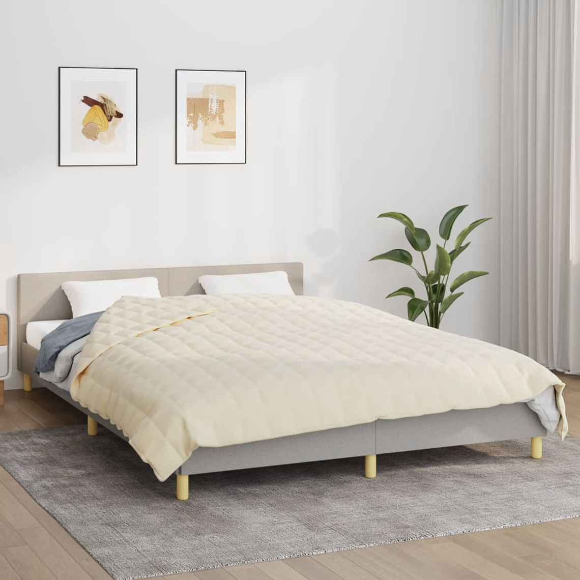 vidaXL Manta pesada 15 kg 220x240 cm tecido creme-claro 1