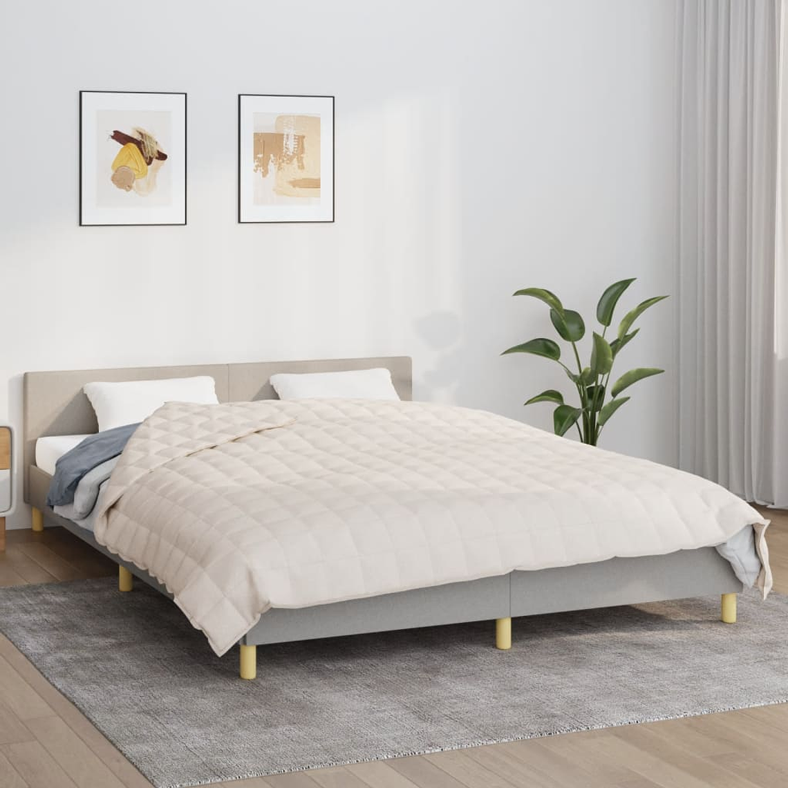 vidaXL Manta pesada 15 kg 220x240 cm tecido creme-claro 1