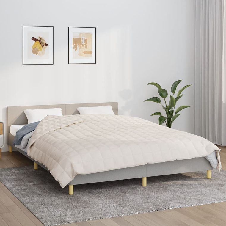 vidaXL Manta pesada 15 kg 220x240 cm tecido creme-claro 1