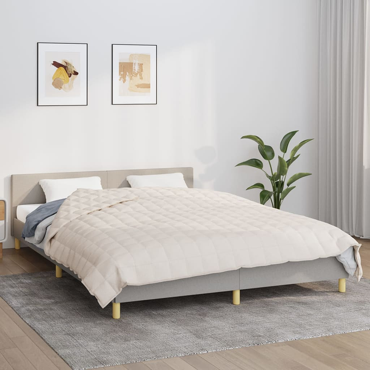 vidaXL Manta pesada 13 kg 200x230 cm tecido creme-claro 1