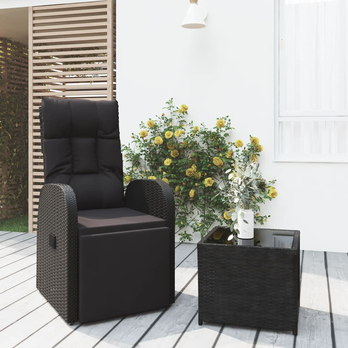vidaXL 2 pcs conjunto lounge para jardim vime PE e aço preto 1