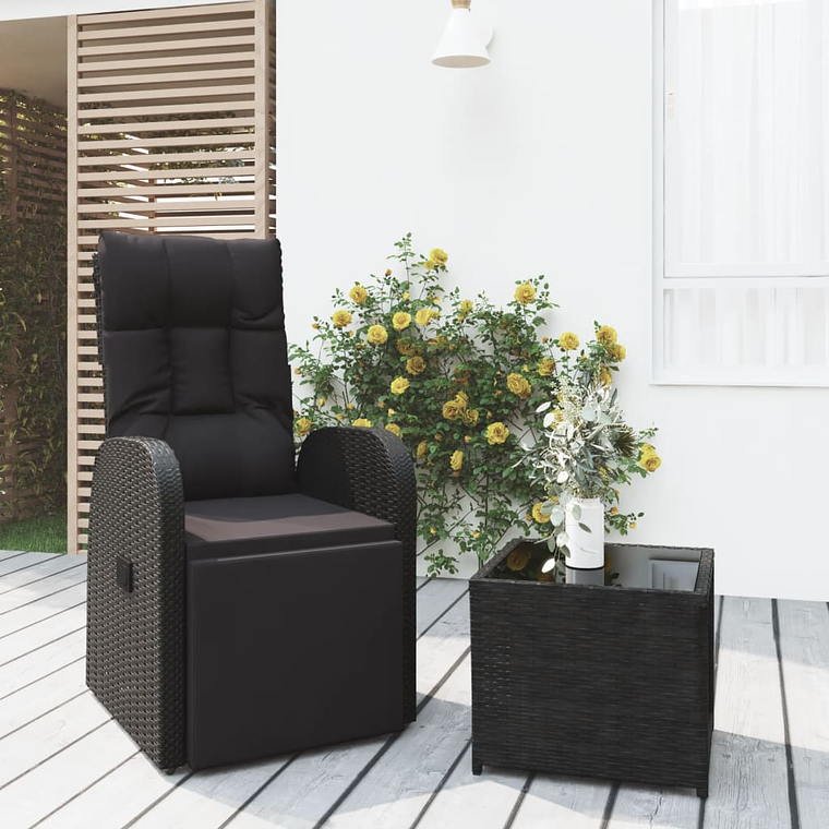 vidaXL 2 pcs conjunto lounge para jardim vime PE e aço preto 1