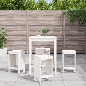 vidaXL 5 pcs conjunto de bar para jardim pinho maciço branco
