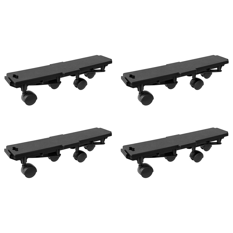 vidaXL Carrinhos de transporte 4 rodas 4 pcs polipropileno 170kg preto 1