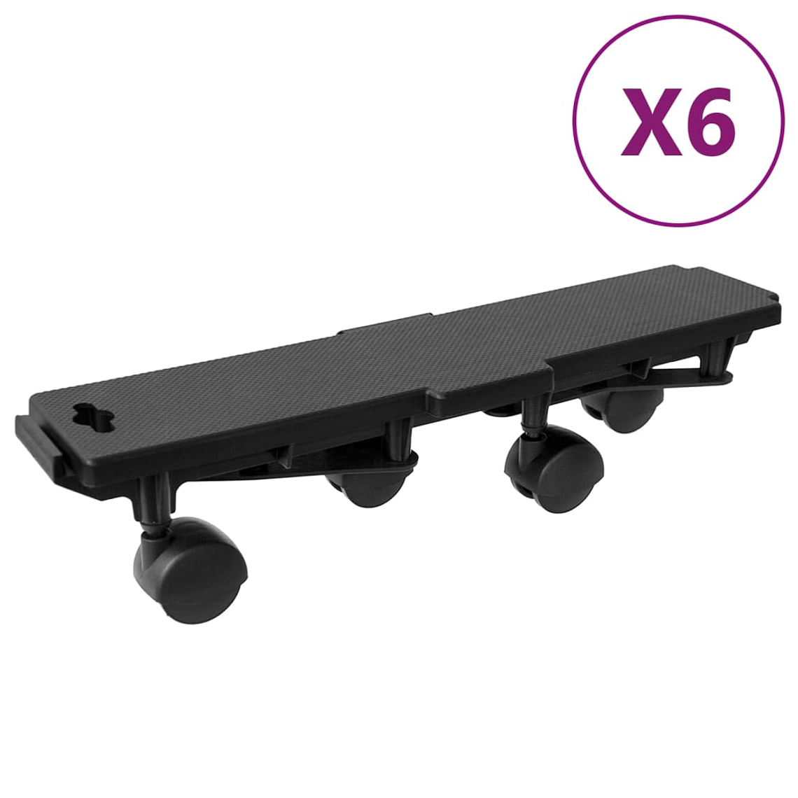 vidaXL Carrinhos de transporte 4 rodas 6 pcs polipropileno 170kg preto 1