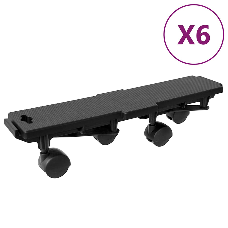 vidaXL Carrinhos de transporte 4 rodas 6 pcs polipropileno 170kg preto 1