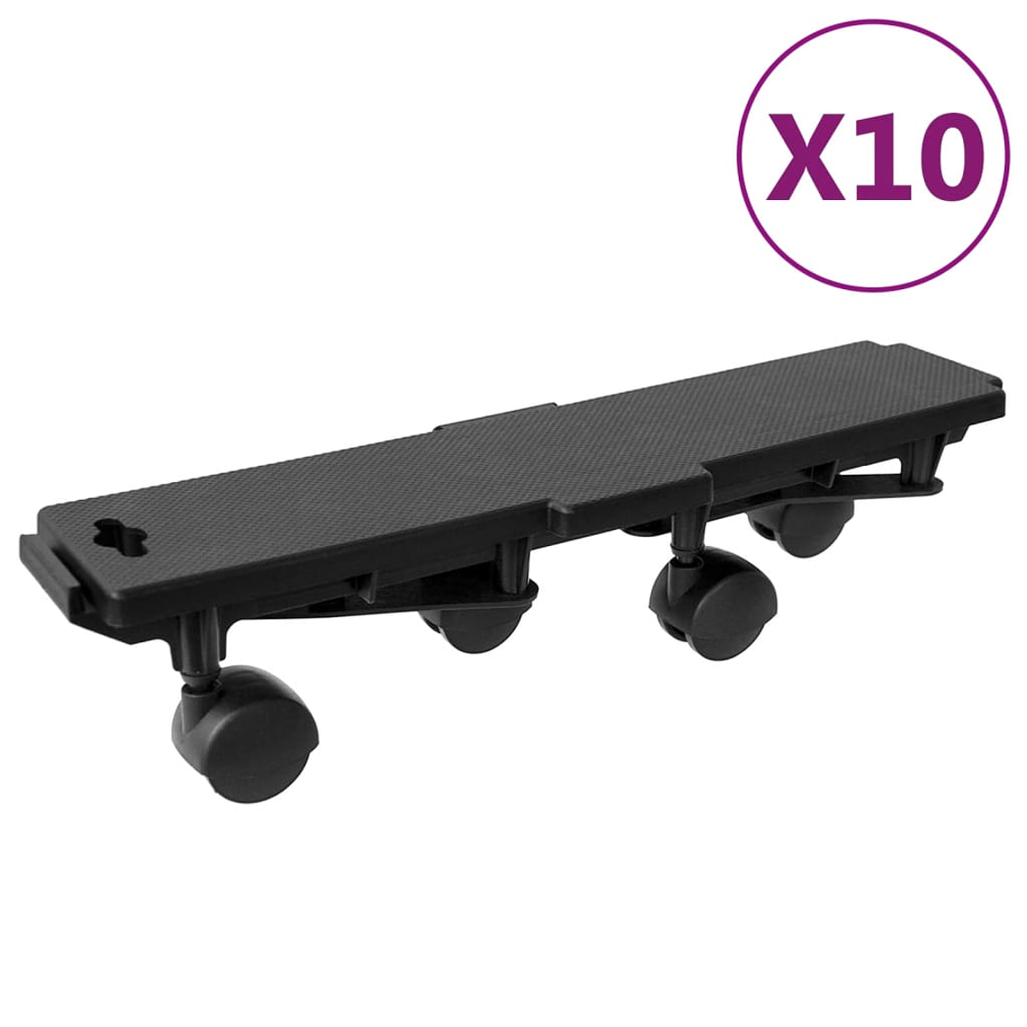 vidaXL Carrinhos de transporte 4 rodas 10pcs 170kg polipropileno preto 1