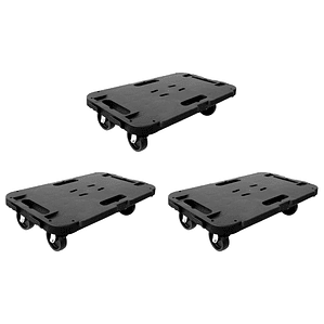 vidaXL Carrinhos de transporte 3 pcs 300 kg polipropileno preto