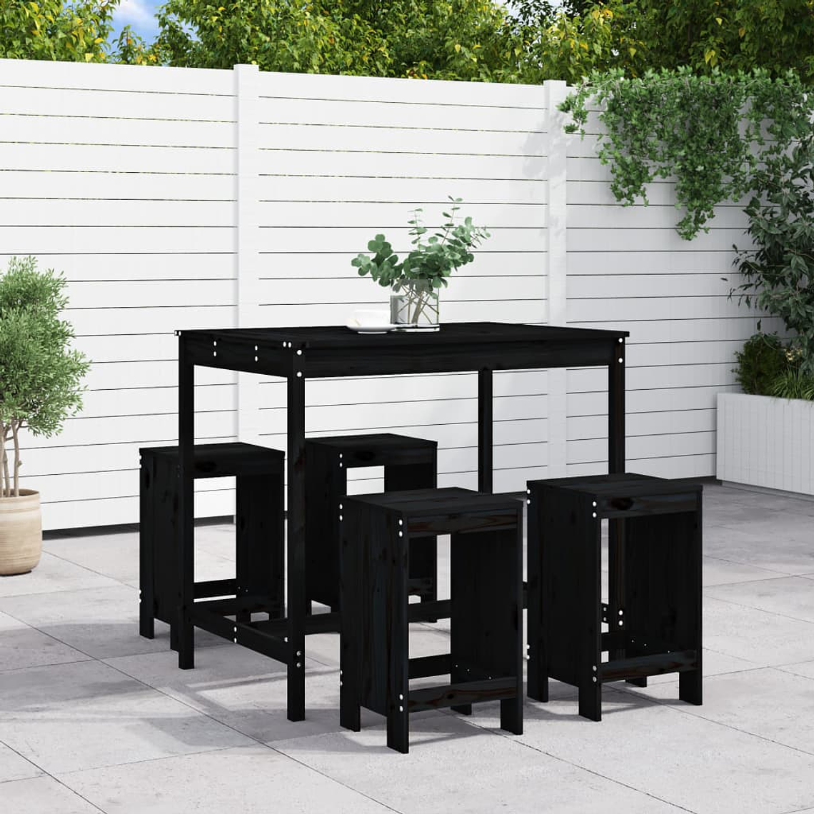vidaXL 5 pcs conjunto de bar para jardim pinho maciço preto 1