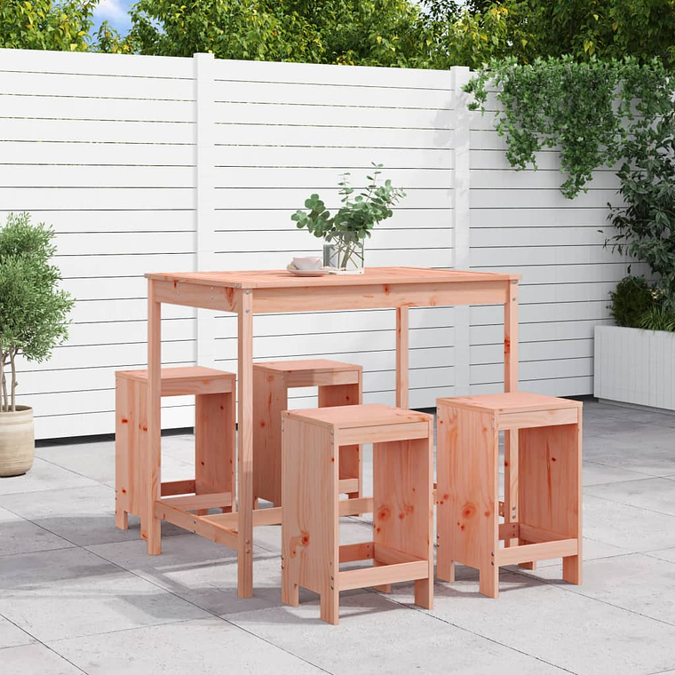 vidaXL 5 pcs conjunto de bar para jardim madeira de douglas maciça 1