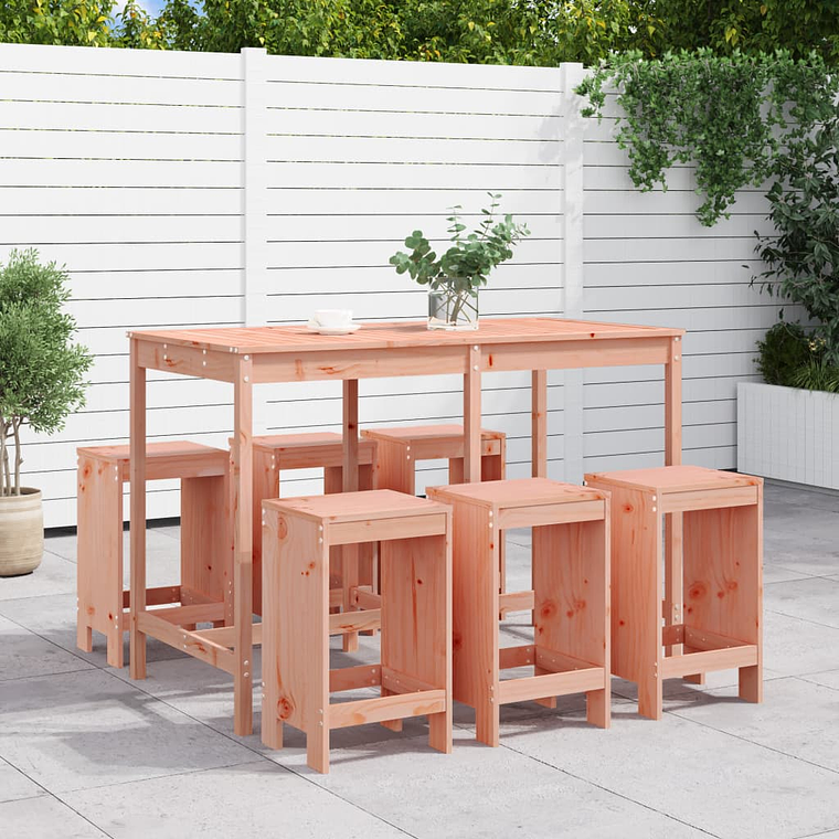vidaXL 7 pcs conjunto de bar para jardim madeira de douglas maciça 1