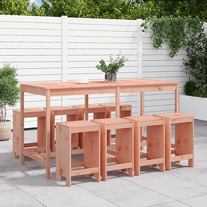 vidaXL 9 pcs conjunto de bar para jardim madeira de douglas maciça