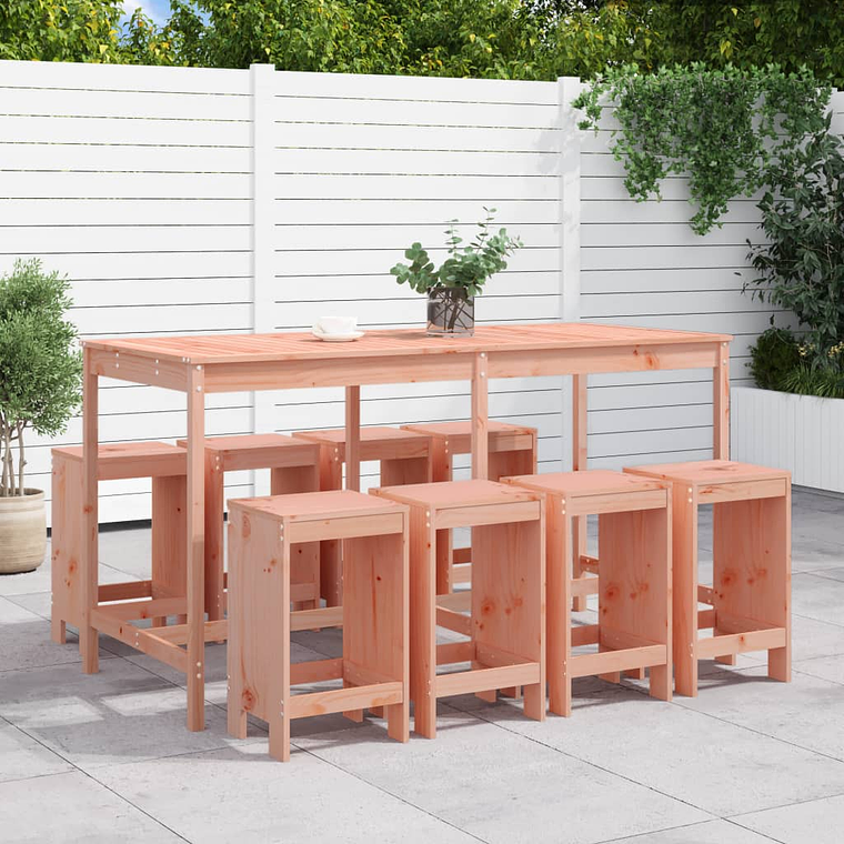 vidaXL 9 pcs conjunto de bar para jardim madeira de douglas maciça 1
