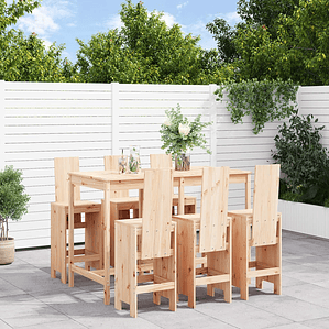 vidaXL 7 pcs conjunto de bar para jardim pinho maciço